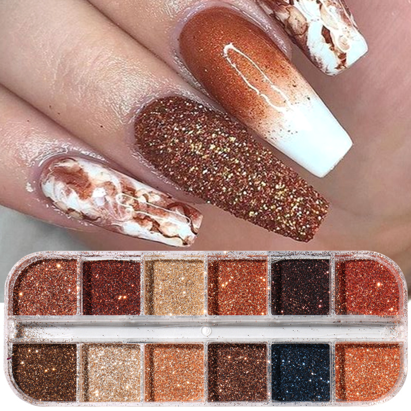 เงากาแฟสีน้ําตาลเล็บ Glitter F - Sugar Scrub Coffee บทวิจารณ์และราคา